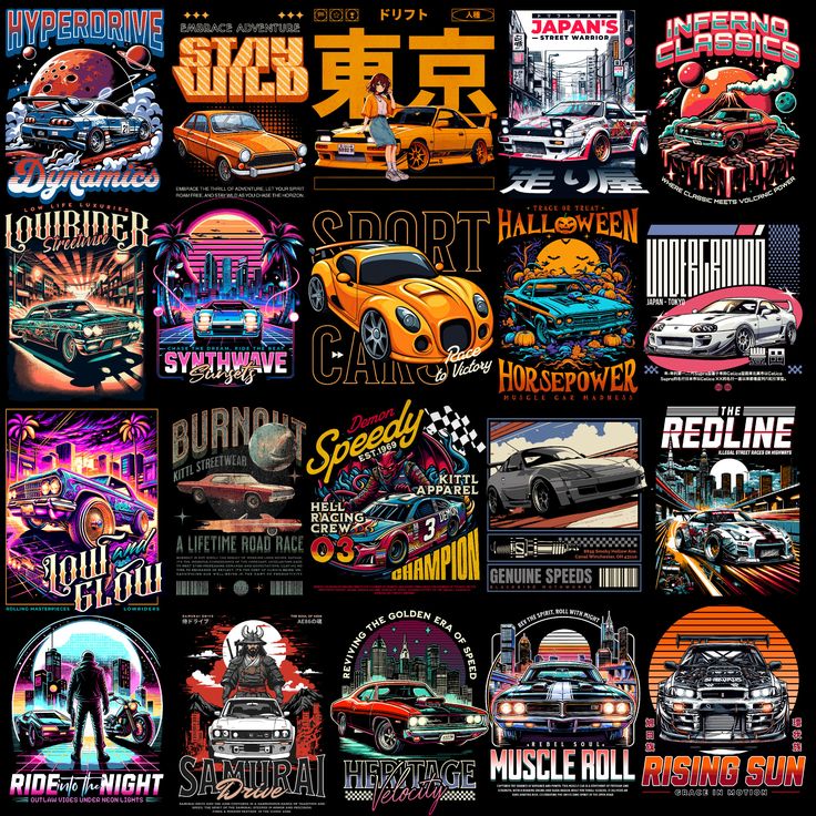 Cars Design T-Shirts Graphics Bundles